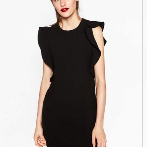 Zara Women Black Ruffle Sleeve Mini dress - Picture 6 of 12